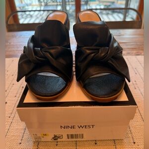 Nine West - Women's Black Bow Slide Sandals - Size 10